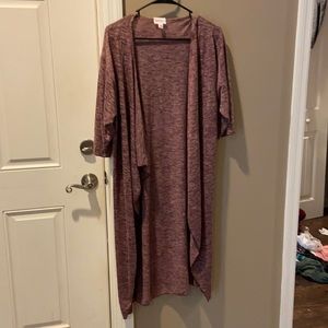 Long maroon short sleeved Lularoe sweater (S)